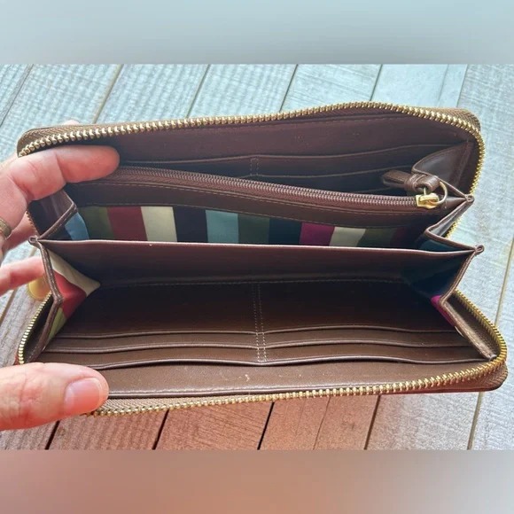 Coach Signature Striped Legacy Denim Accordion Zipper Wallet #40753 - Picture 14 of 14